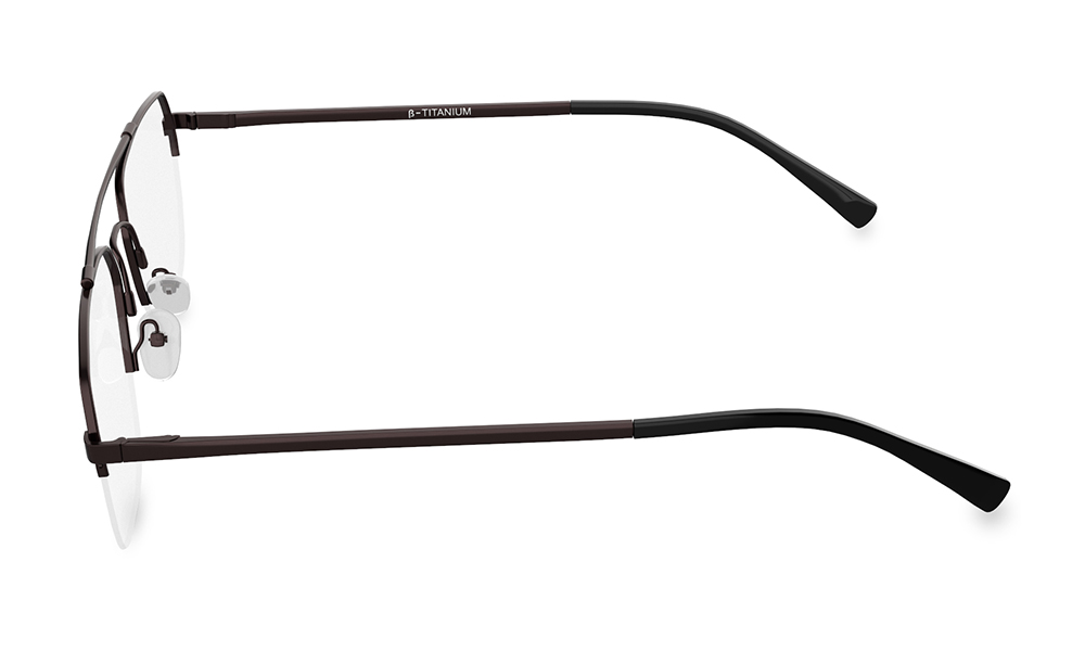 Icarus Aviator Brown Semi Rimless Eyeglasses