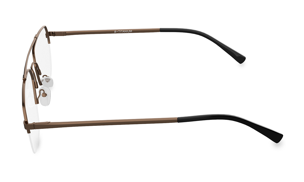Icarus Aviator Gold Semi Rimless Eyeglasses