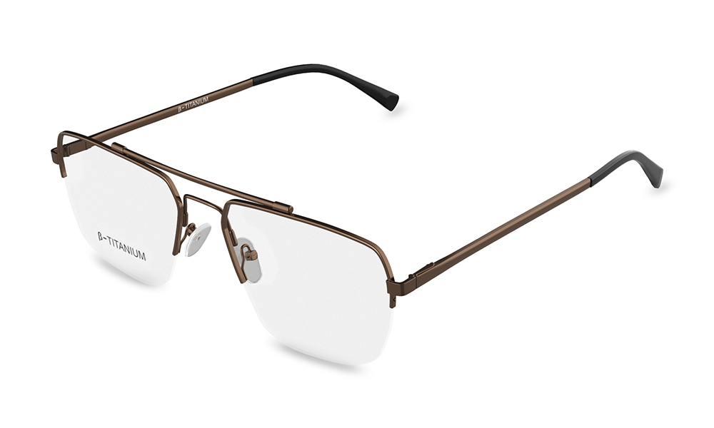 Icarus Aviator Gold Semi Rimless Eyeglasses