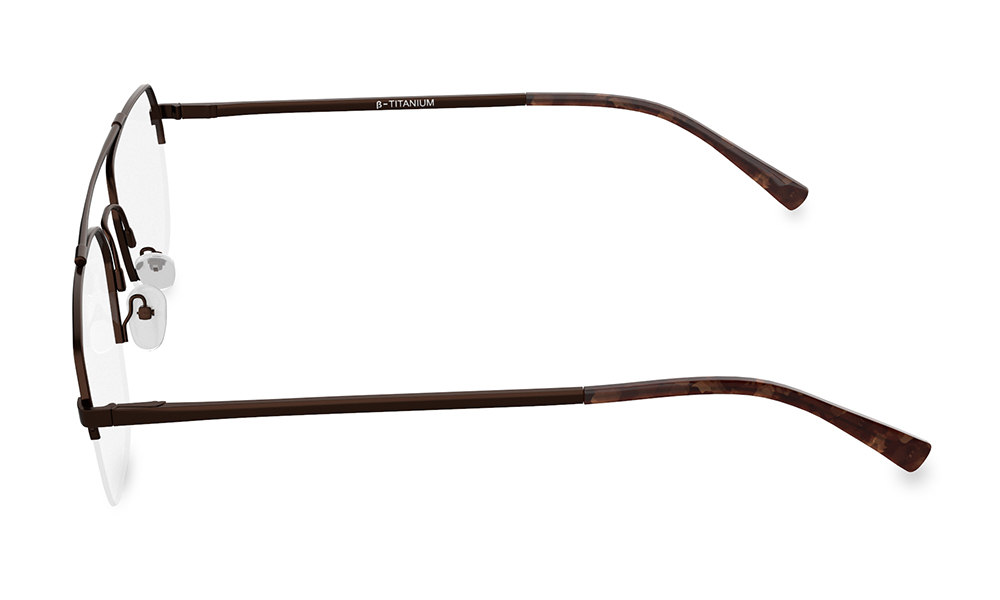 Icarus Aviator Brown Semi Rimless Eyeglasses