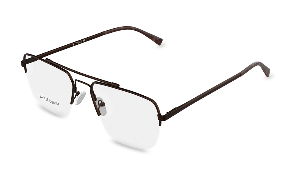 Icarus Aviator Brown Semi Rimless Eyeglasses