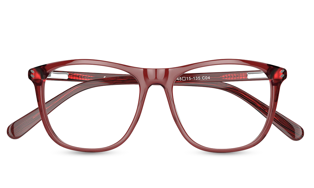 Eva Square Red Full Rim Eyeglasses