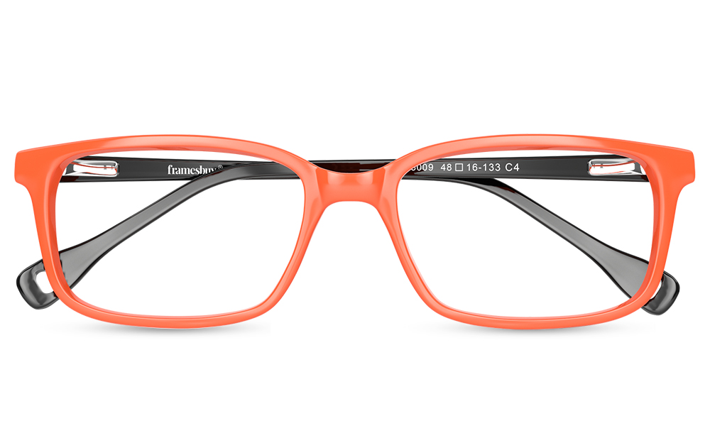 Good Grades Rectangle Orange Full Rim Eyeglasses