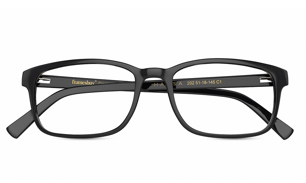 HAMSA Keno Rectangle Black Full Rim Eyeglasses