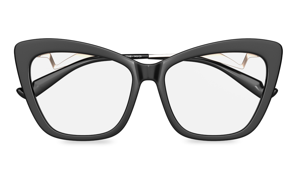 Retro peeper Cat Eye Black Full Rim Eyeglasses