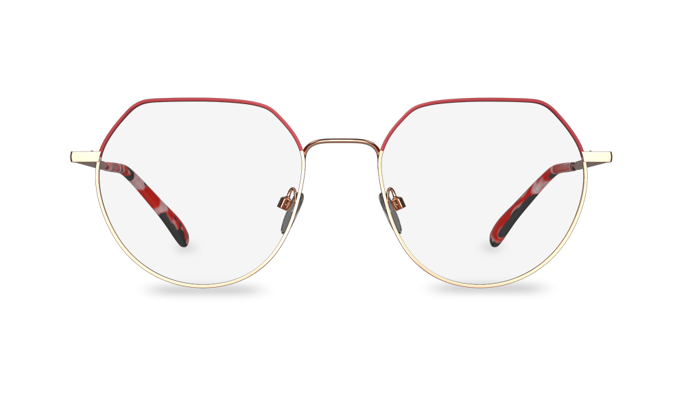 Vincenzo Geometric Red Full Rim Eyeglasses