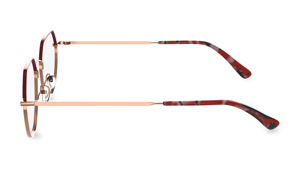 Vincenzo Geometric Red Full Rim Eyeglasses