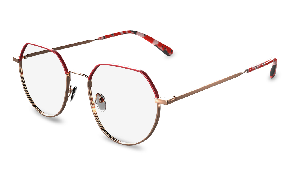 Vincenzo Geometric Red Full Rim Eyeglasses