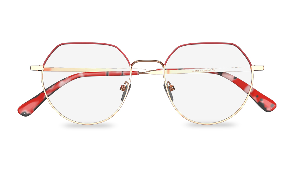 Vincenzo Geometric Red Full Rim Eyeglasses