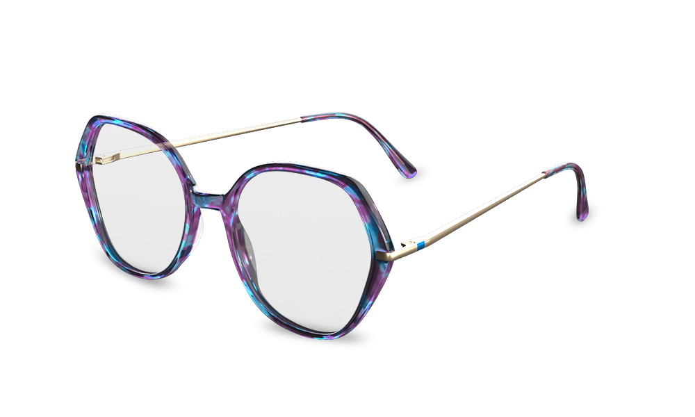 Aurora Geometric Blue Full Rim Eyeglasses