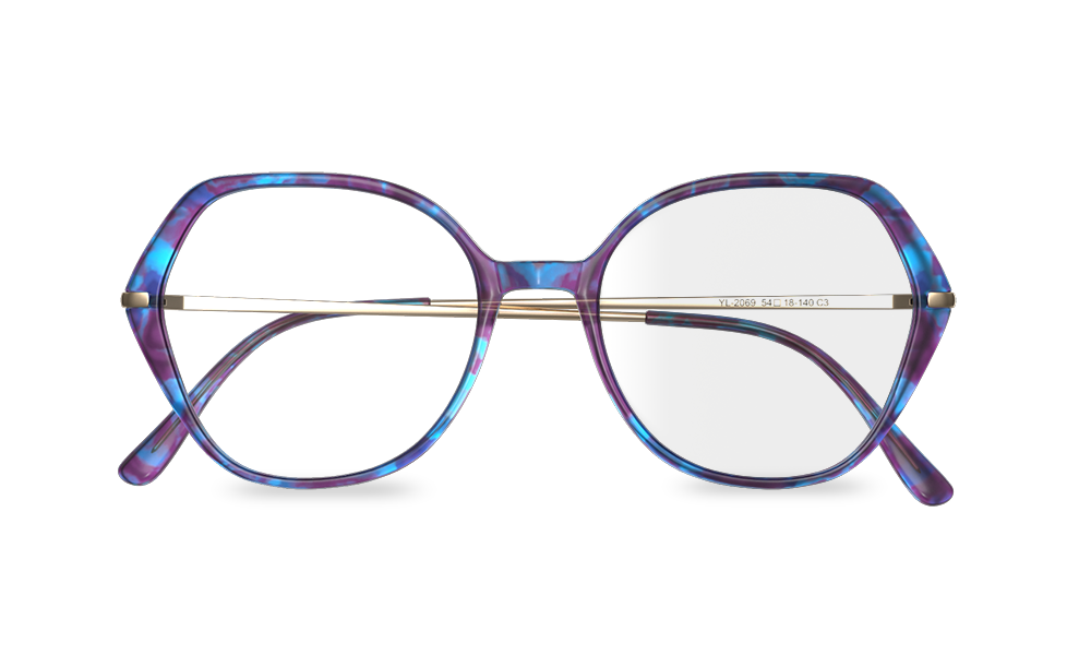 Aurora Geometric Blue Full Rim Eyeglasses