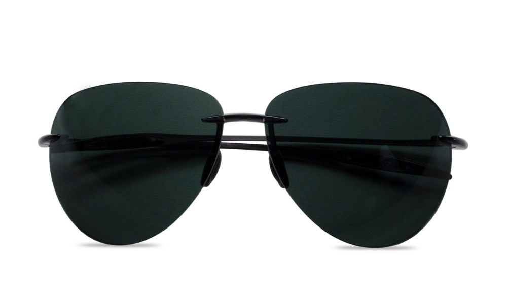 Streak Oval Green Rimless Sunglasses