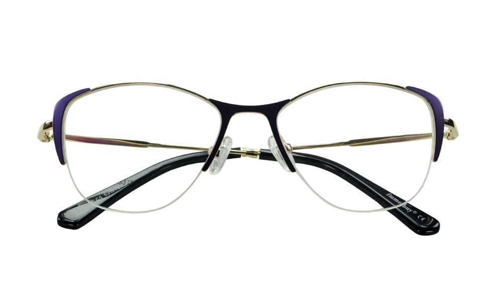 Blex Horn Purple Semi Rimless Eyeglasses