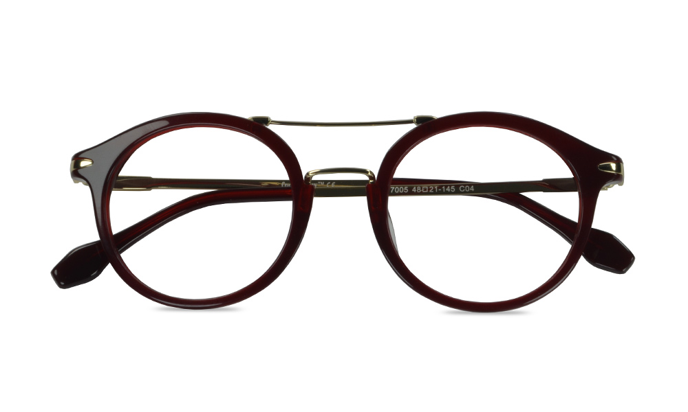Saga Round Red Full Rim Eyeglasses