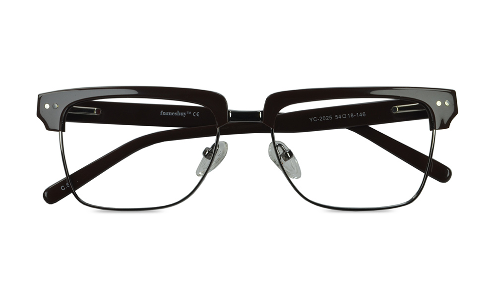 Way Out Rectangle Brown Full Rim Eyeglasses
