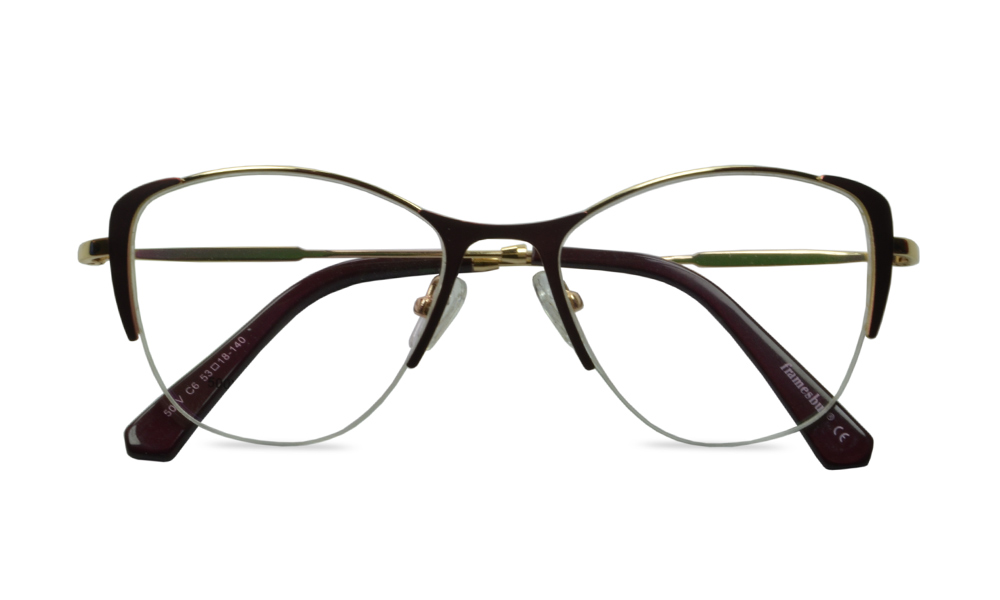Blex Horn Red Semi Rimless Eyeglasses
