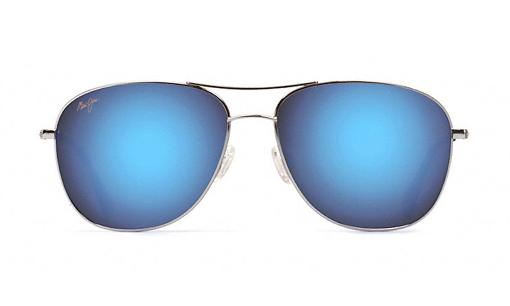 Maui Jim Cliff House Blue Hawai Aviator Silver Full Rim Sunglasses