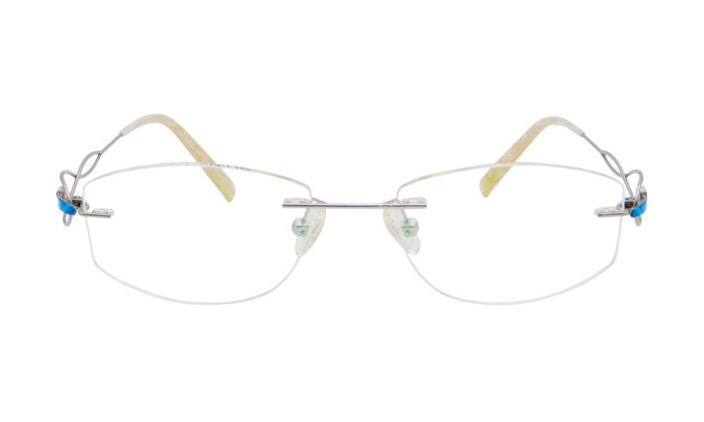 Indy Rectangle Silver Rimless Eyeglasses