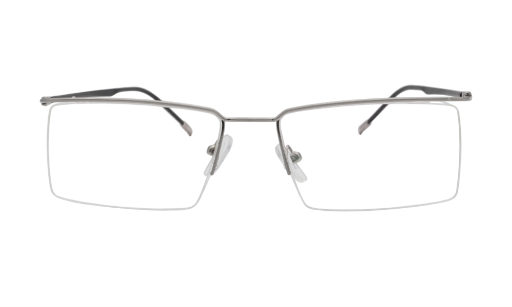 Tom Rectangle Silver Semi Rimless Eyeglasses