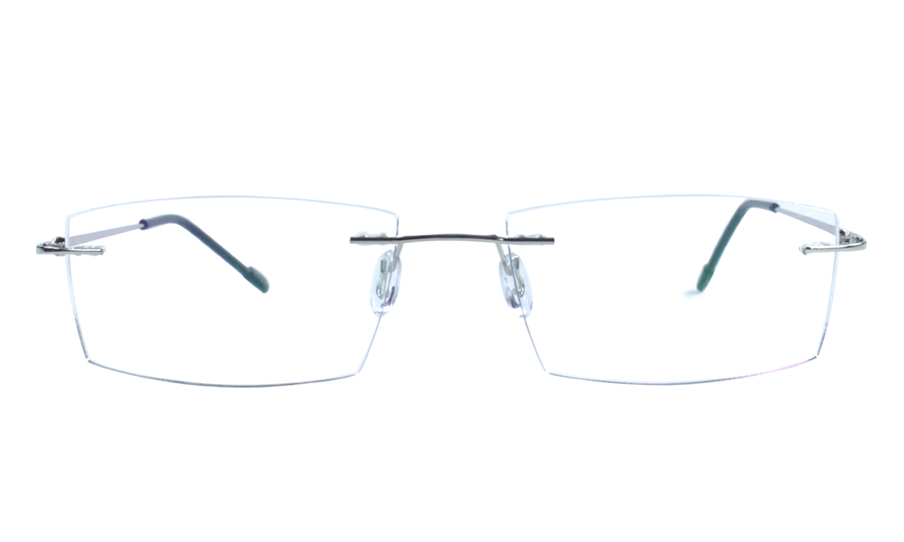 Crystalline Rectangle Silver Rimless Eyeglasses