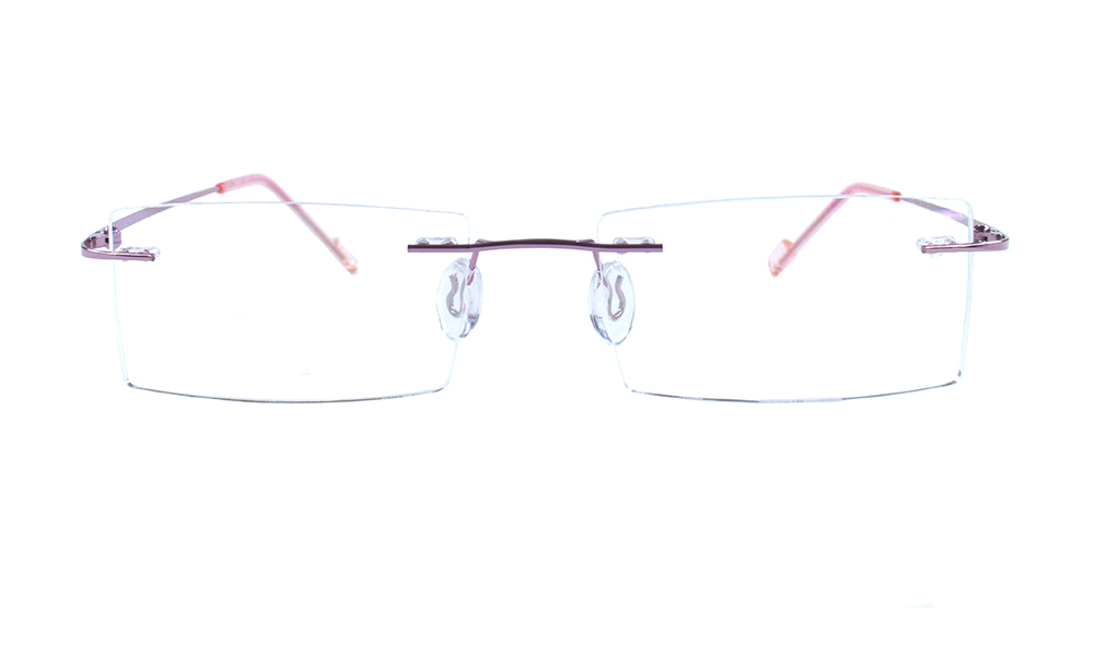Deon Rectangle Pink Rimless Eyeglasses