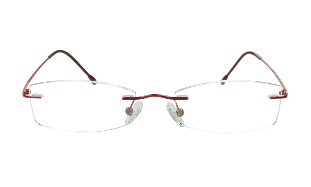 Shapely Oval Red Rimless Eyeglasses