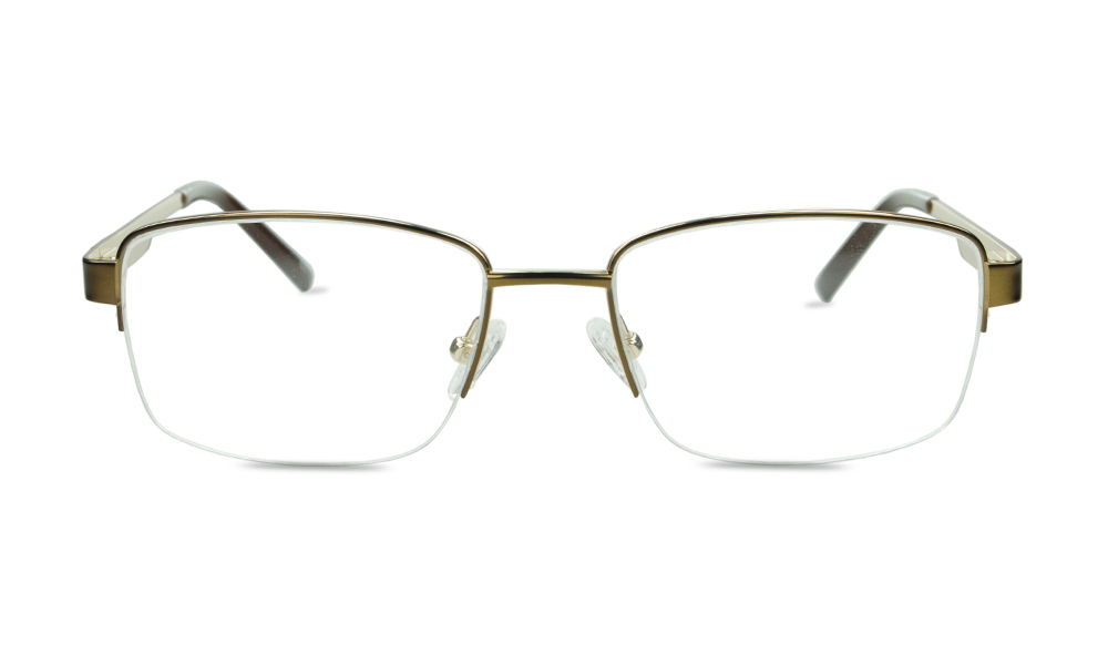 Underline Rectangle Brown Semi Rimless Eyeglasses