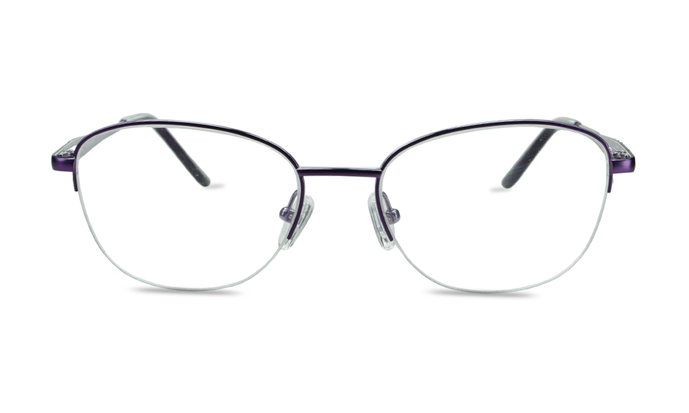Quito Oval Purple Semi Rimless Eyeglasses