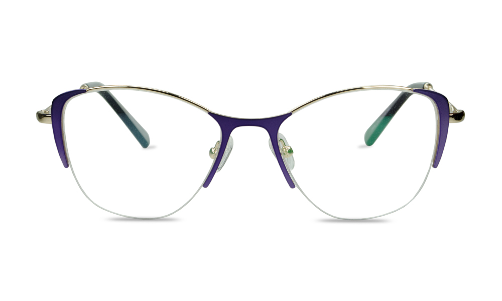 Blex Horn Purple Semi Rimless Eyeglasses