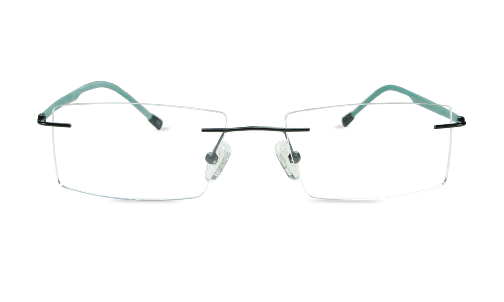 Cultured Rectangle Black Rimless Eyeglasses