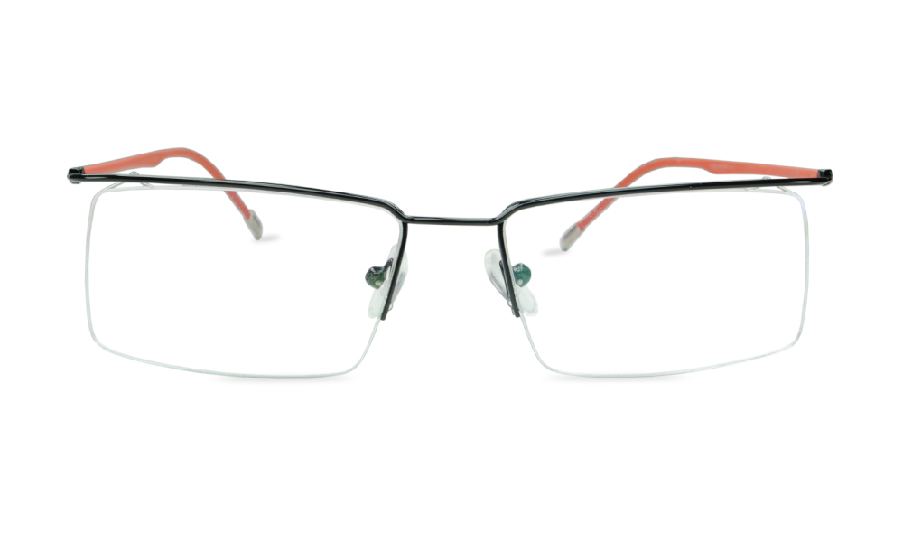 Tom Rectangle Black Semi Rimless Eyeglasses