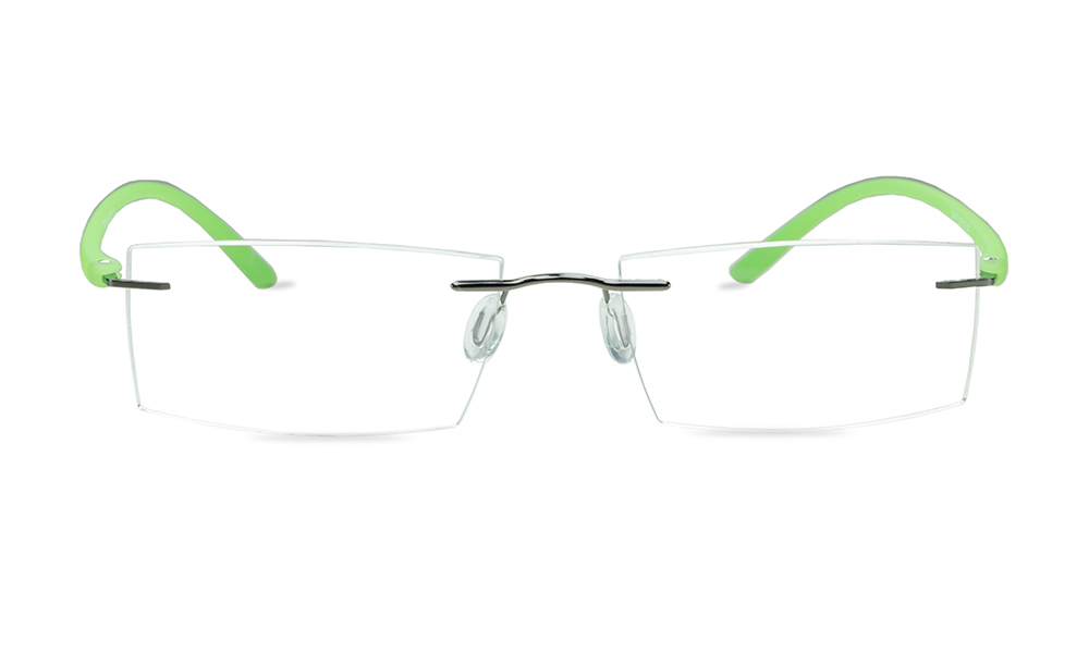 Nash Rectangle Green Rimless Eyeglasses