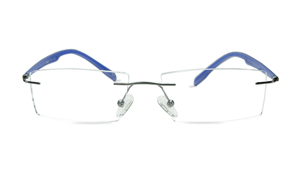 Field Rectangle Gunmetal Rimless Eyeglasses