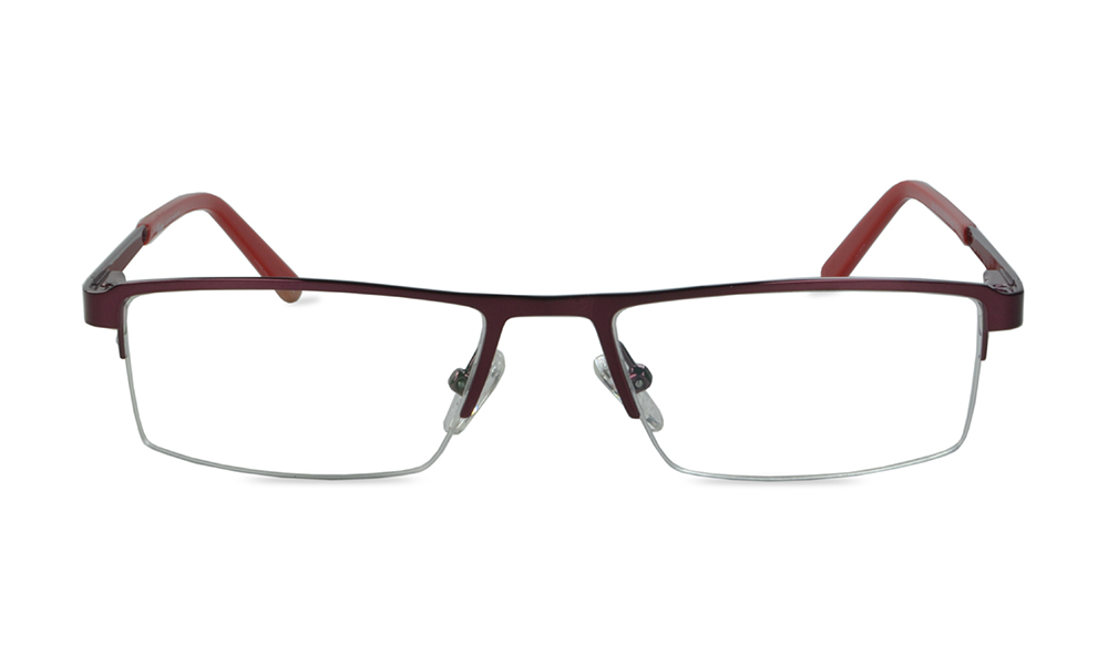 Supersonic Rectangle Maroon Semi Rimless Eyeglasses