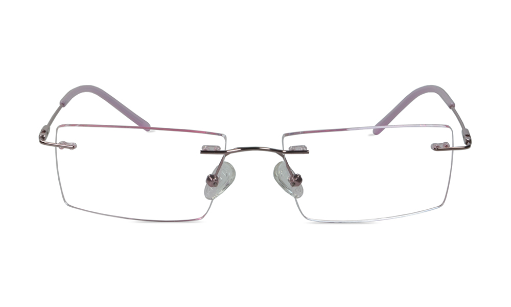 Business Rectangle Pink Rimless Eyeglasses