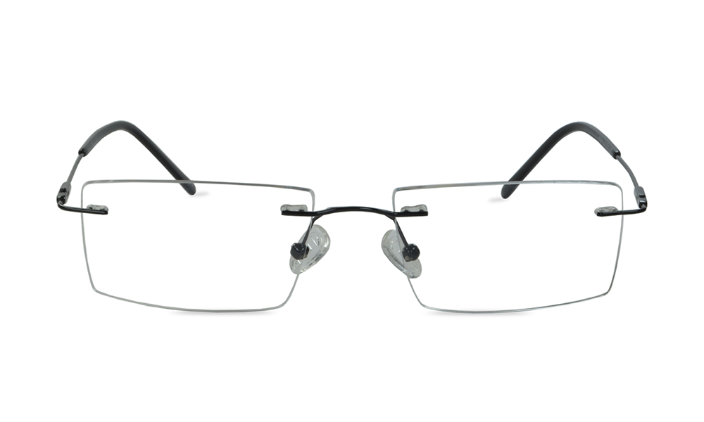 Business Rectangle Black Rimless Eyeglasses
