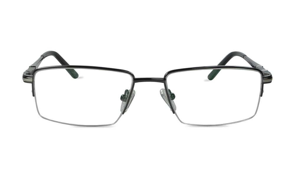 Kito Rectangle Black Semi Rimless Eyeglasses