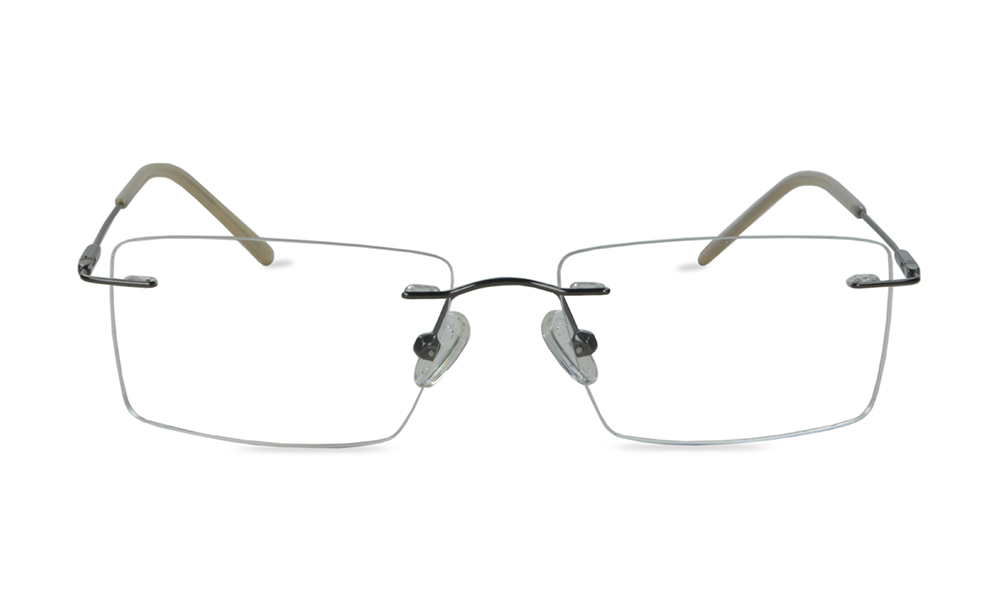 Noel Rectangle Gunmetal Rimless Eyeglasses