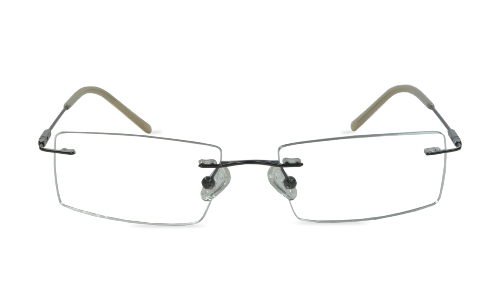 Vanity Rectangle Gunmetal Rimless Eyeglasses