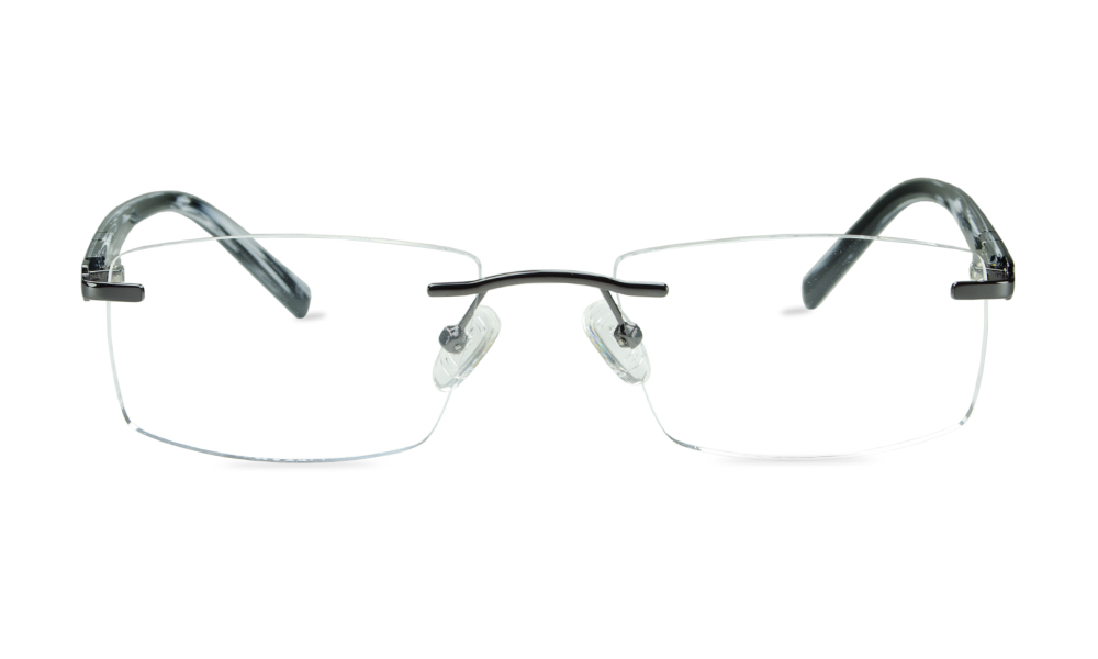 Digit Rectangle Gunmetal Rimless Eyeglasses