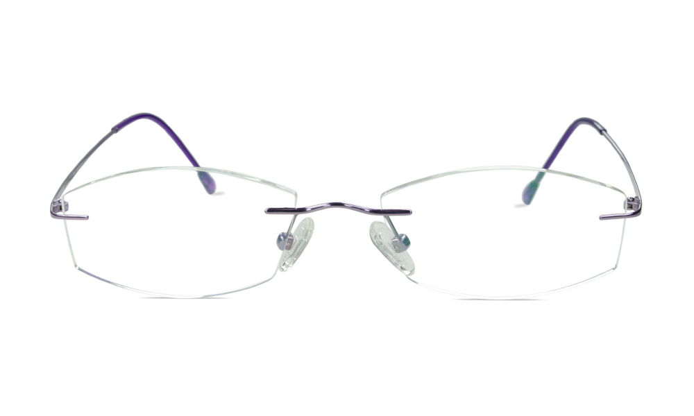 Hefty Rectangle Purple Rimless Eyeglasses
