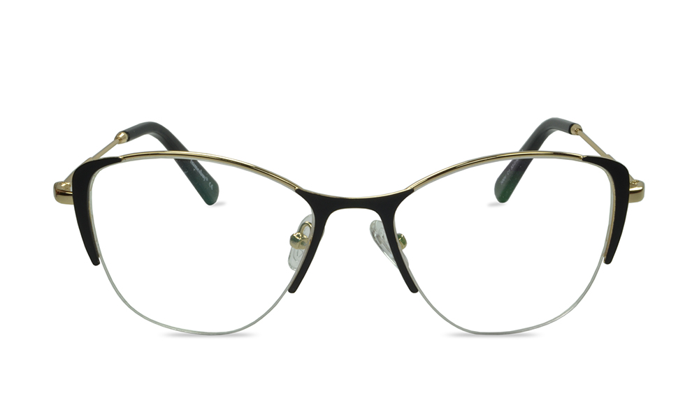 Rem Oval Black Semi Rimless Eyeglasses