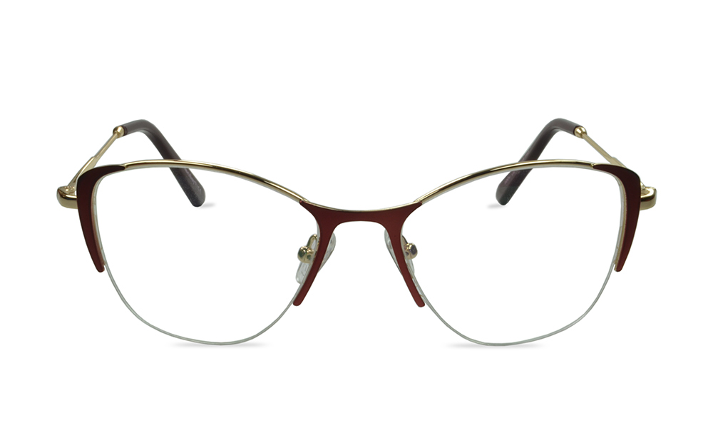 Blex Horn Red Semi Rimless Eyeglasses