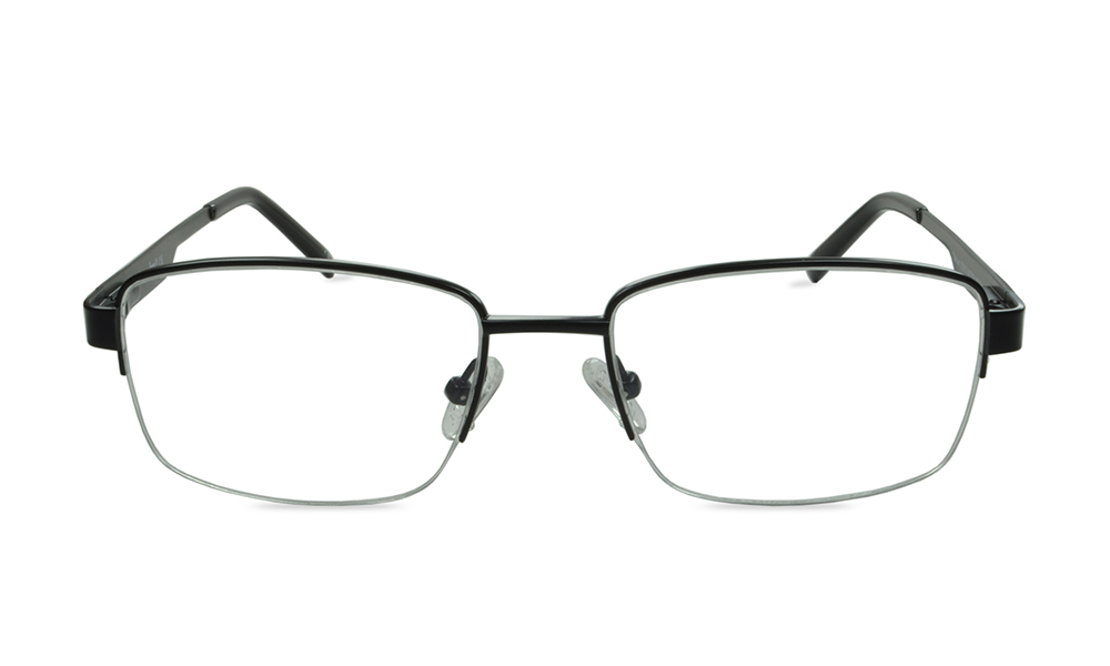 Underline Rectangle Black Semi Rimless Eyeglasses