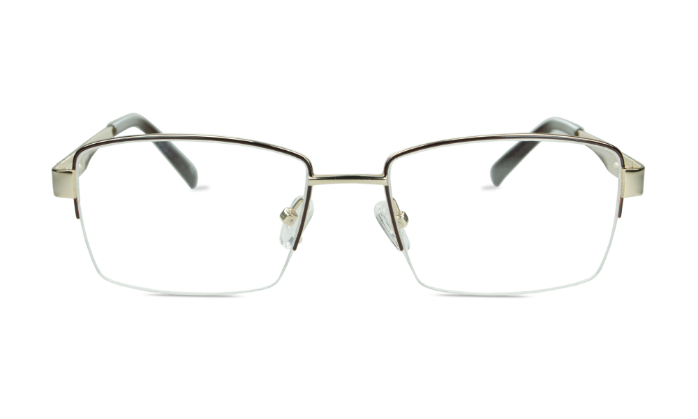 Gavin Rectangle Brown Semi Rimless Eyeglasses