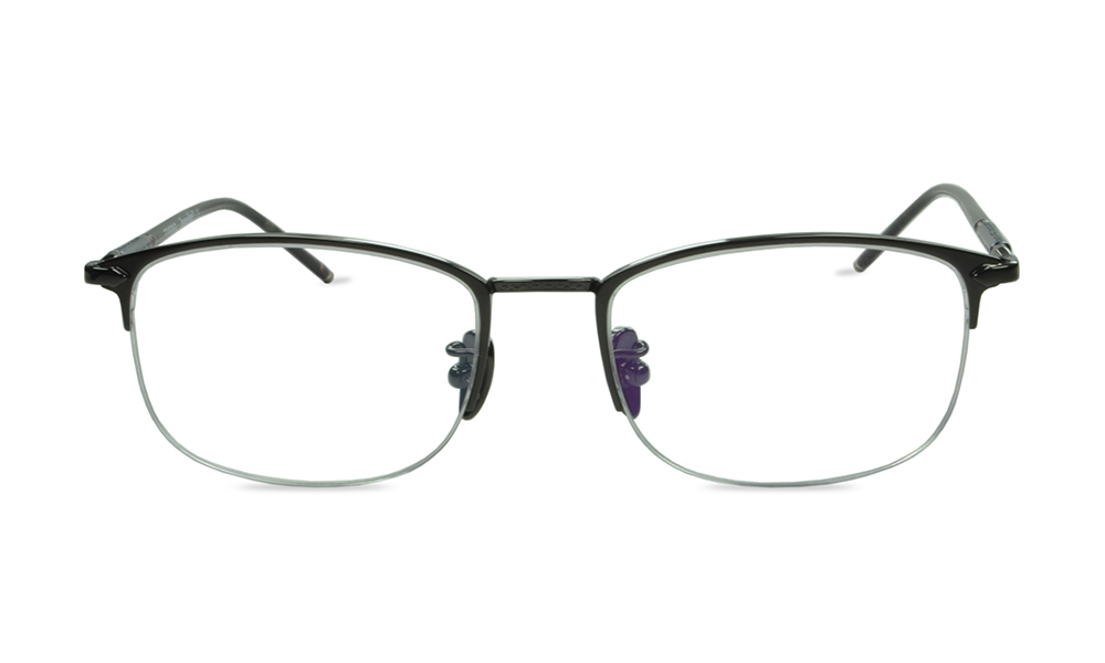 Wonton Oval Gunmetal Semi Rimless Eyeglasses