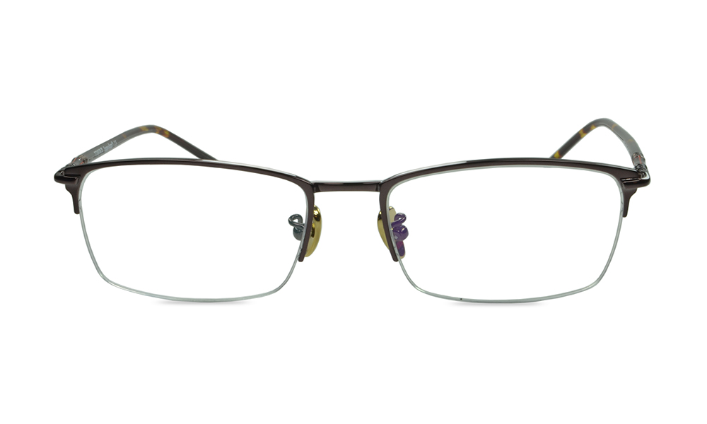 Dainen Rectangle Brown Semi Rimless Eyeglasses