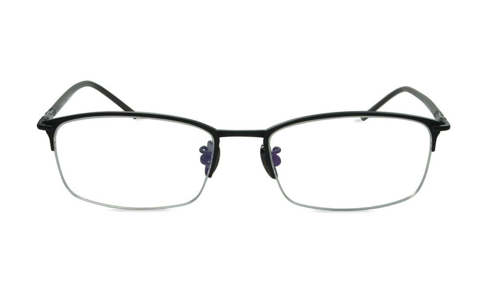 Tumai Rectangle Black Semi Rimless Eyeglasses