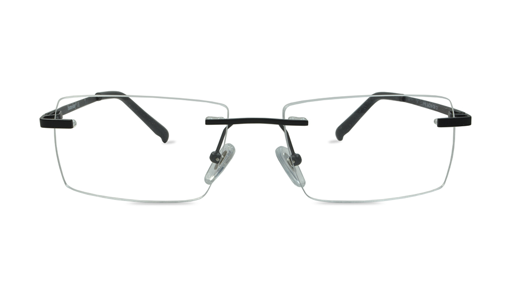 Aaron Rectangle Black Rimless Eyeglasses