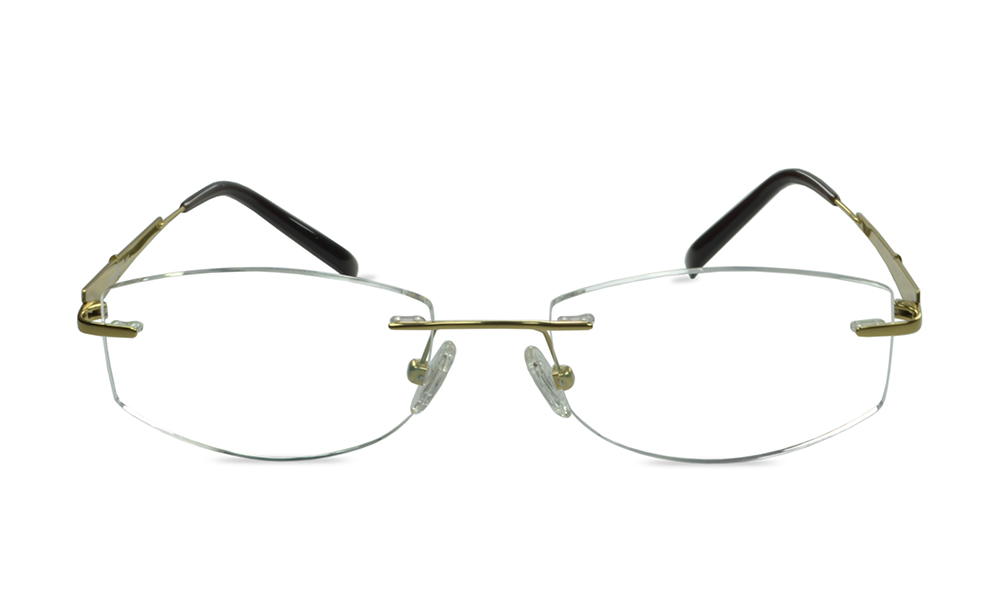 Max Rectangle Gold Rimless Eyeglasses